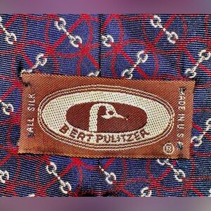 Bert Pulitzer silk tie necktie like new horsebit pattern